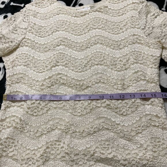 ORCHID Vintage cream lace short sleeve top ~ SMALL MEDIUM boho whismigoth blouse - Picture 10 of 14